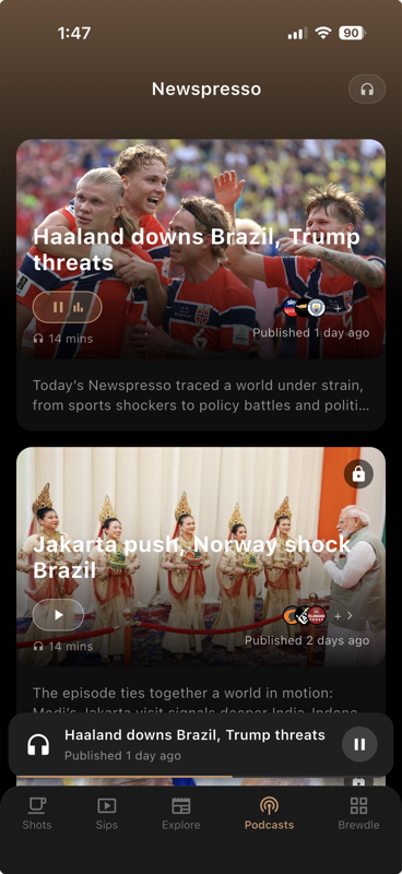 Newspresso Podcast screen